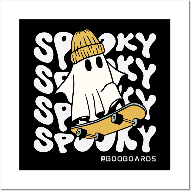 Spooky Halloween skating Ghost Wall Art by Teessential